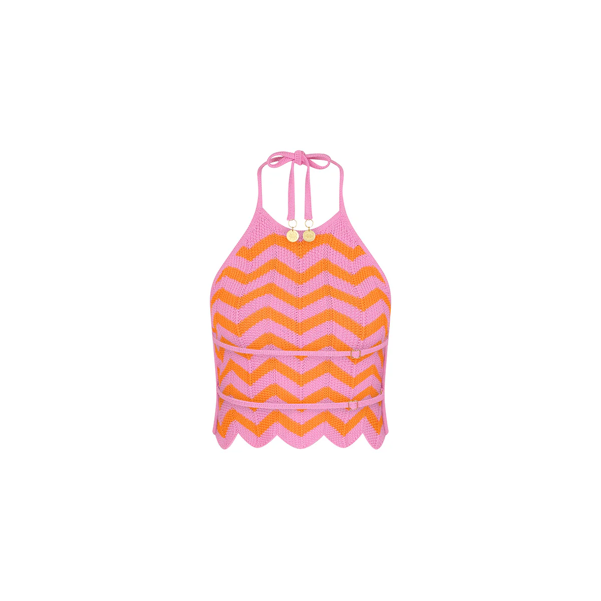 Chevron Knit Halter Crop Top - Sundrenched - Image 8