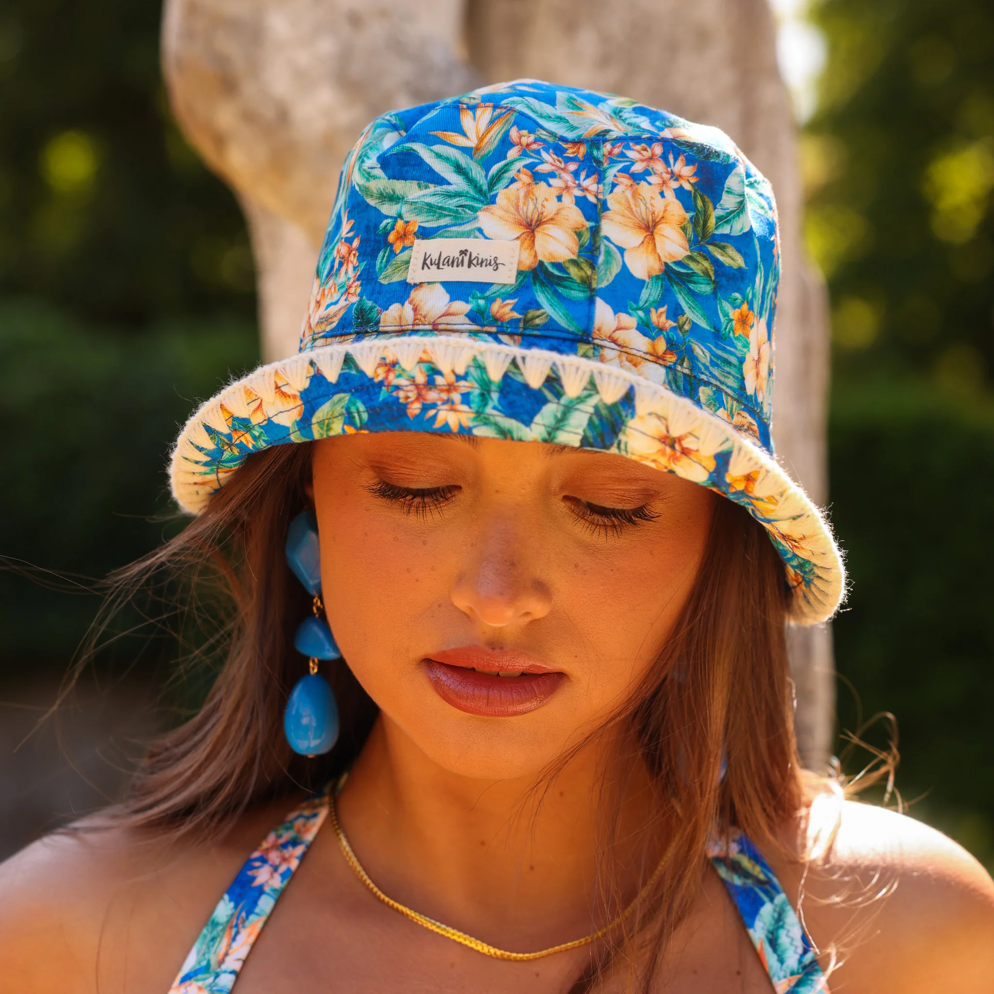 Crochet Trim Bucket Hat - Tropez Tides - Image 4