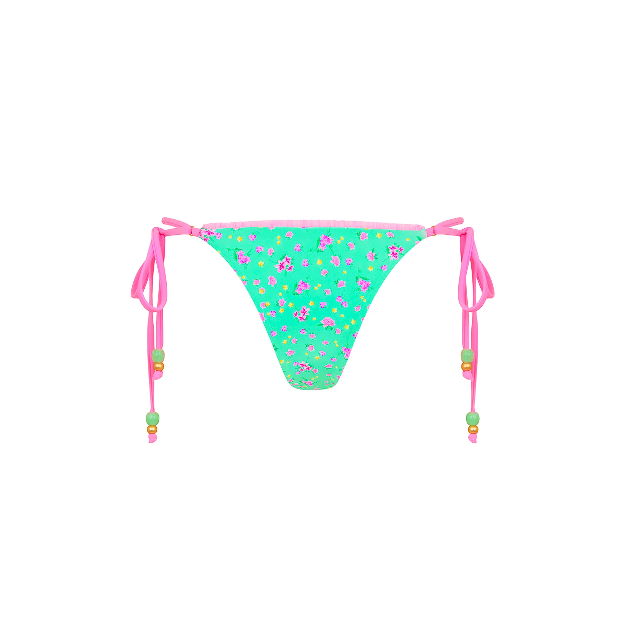 Decorative Thong Tie Side Bikini Bottom - Mint Macaron - Image 9