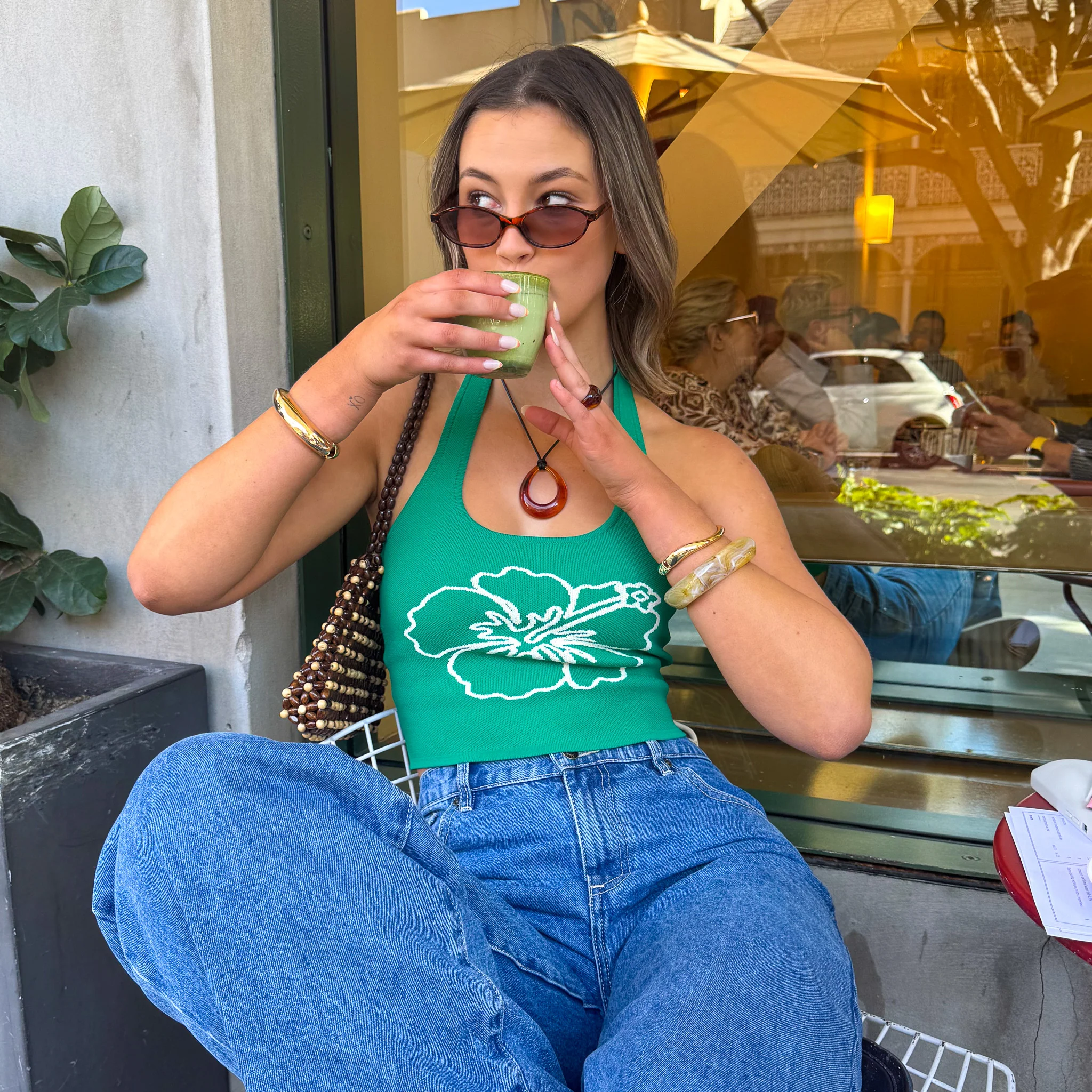 Knit Halter Tank Top - Green Envy - Image 3