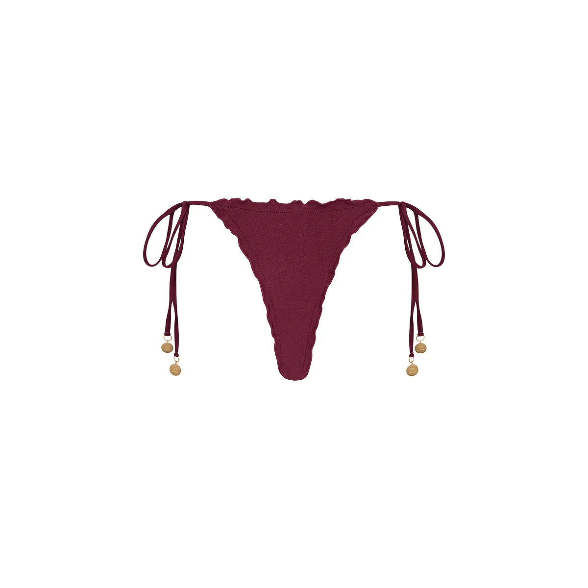 Lettuce Edge Thong Tie Bikini Bottom - Sangria - Image 10