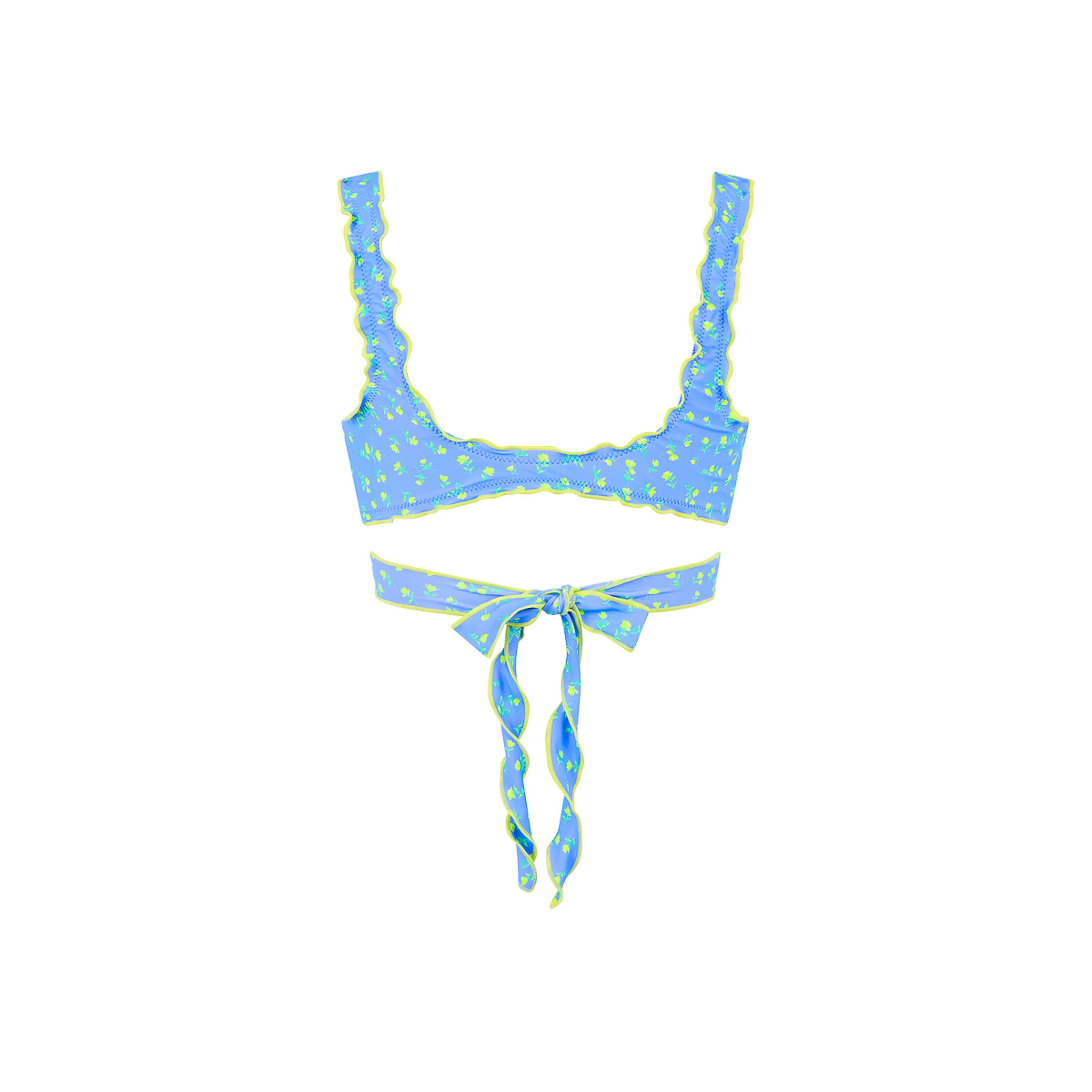 Lettuce Edge Wrap Bikini Top - Lemon Bloom - Image 11