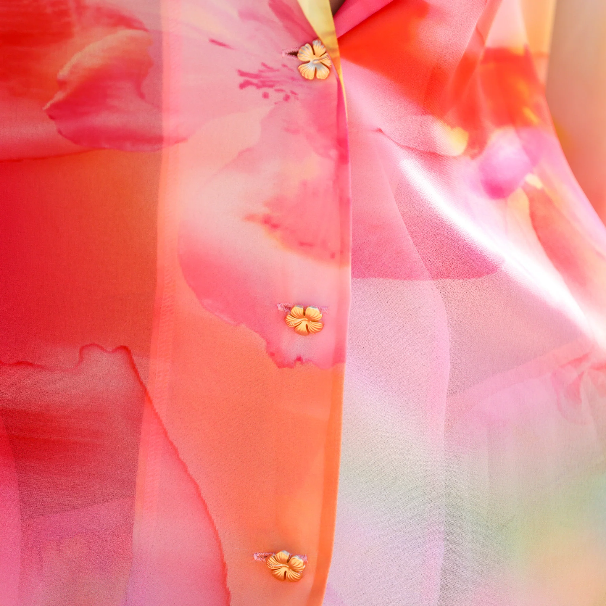 Sheer Short Sleeve Shirt - Frangipani Swirl - Image 8