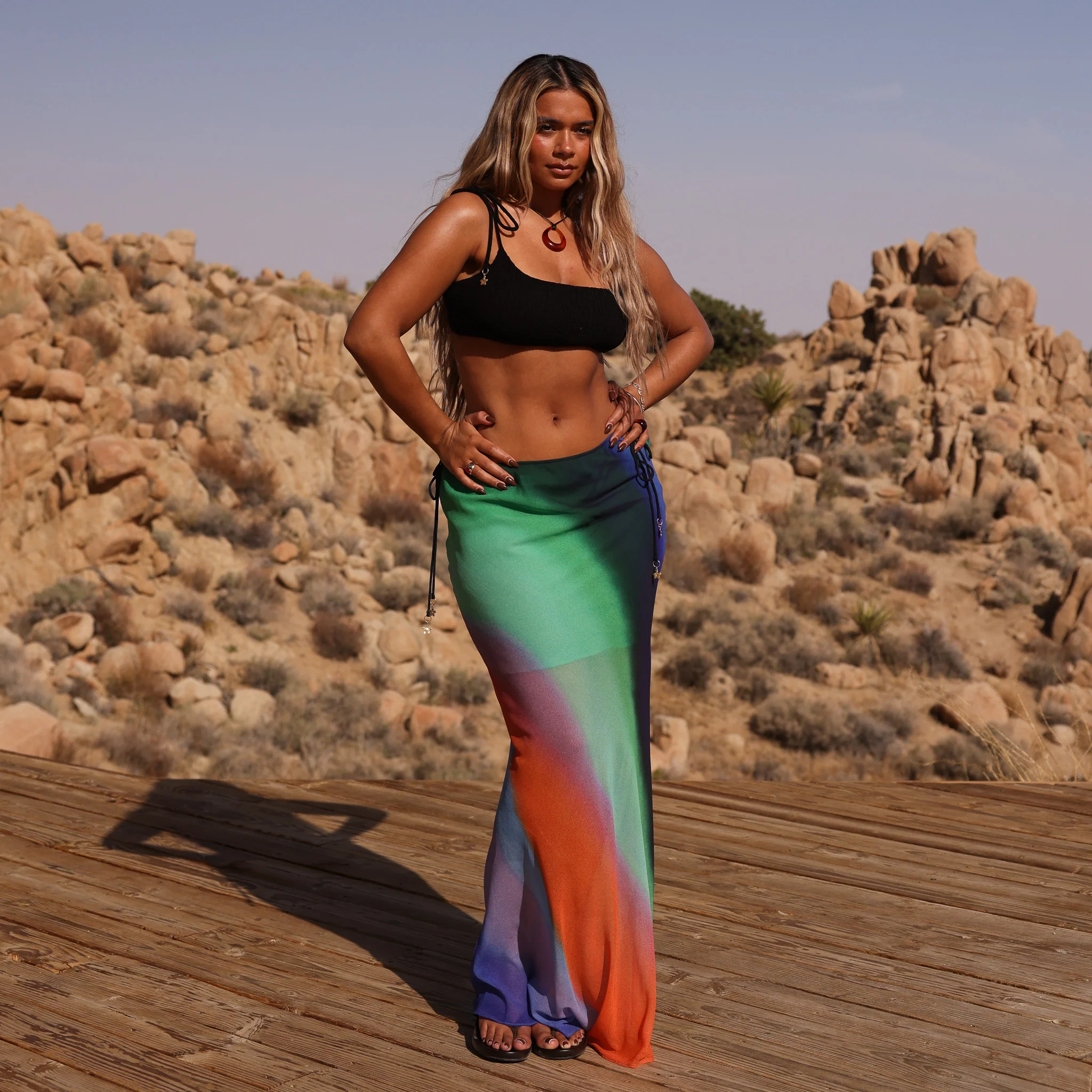 Simple Shirred Tie Crop - Natural Black - Image 3